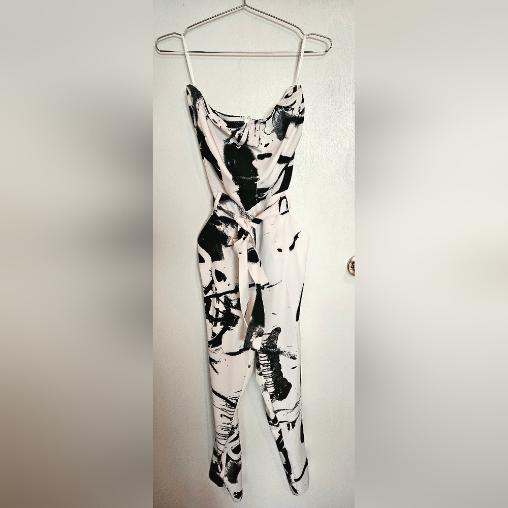 New York & Company Monochrome Artistic Jumpsuit